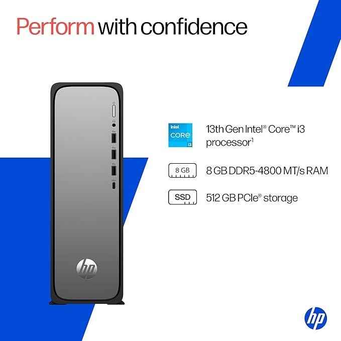 HP OmniDesk Slim Tower Desktop PC (Intel Core i3-14100, 16GB RAM, 512GB SSD) - 3 Year Warranty