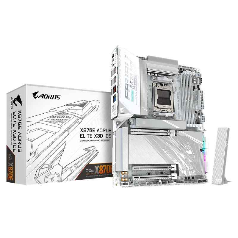GIGABYTE X870E AORUS ELITE X3D ICE AMD AM5 ATX Motherboard - full board view