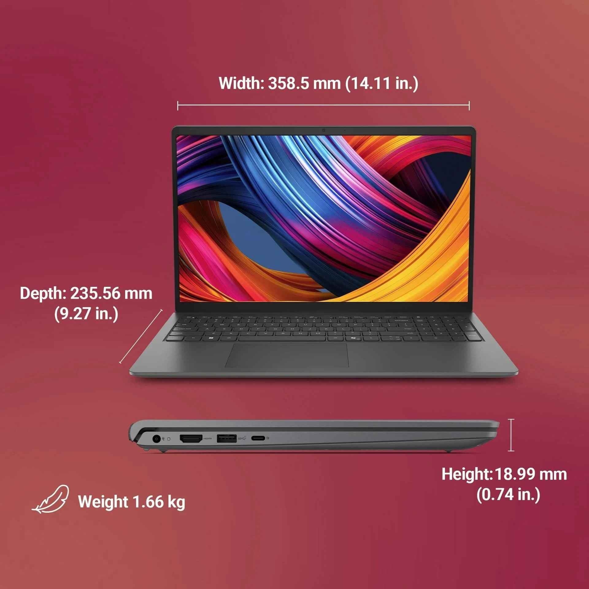 Dell 15 D15260 Laptop (Intel Core Ultra 5 225H, 8GB DDR5, 512GB SSD, 15.6" FHD, Win 11 Home, Black)